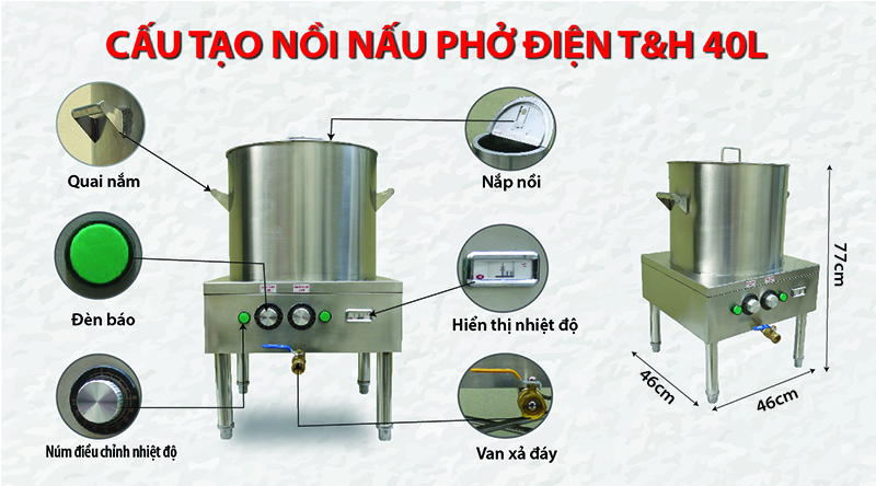 NỒI NẤU PHỞ ĐIỆN T&H 40 LÍT